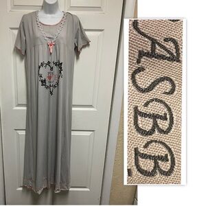 ASBB Grey Pure Love Beauty Long Cotton Maxi Dress Lounge Gown